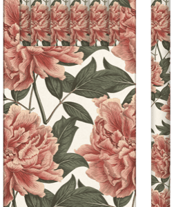 Un paquete de seis lápices con diseños florales que incluyen flores rosas y hojas verdes.