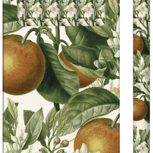 Un juego de seis lápices con un diseño floral naranja y verde en el empaque y el cuerpo.