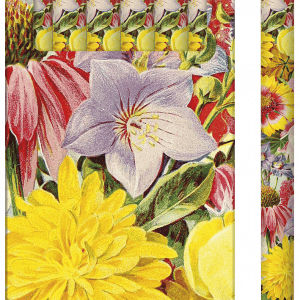 Paquete de seis lápices con diseño floral, con vibrantes flores de color amarillo, rosa y rojo.