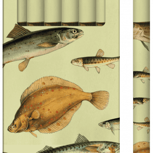 Paquete de seis lápices con diseño de pez ilustrado en el empaque.