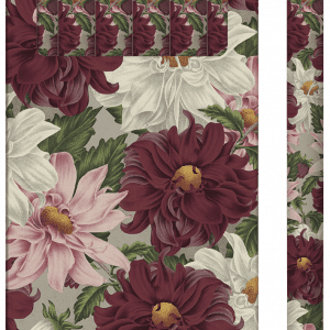 Un paquete de seis lápices con estampado floral y cubierta de plástico transparente, con flores rosas, blancas y burdeos.
