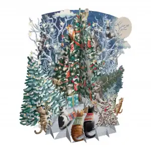 TARJETA 3D ARBOL DE NAVIDAD CON GATOS